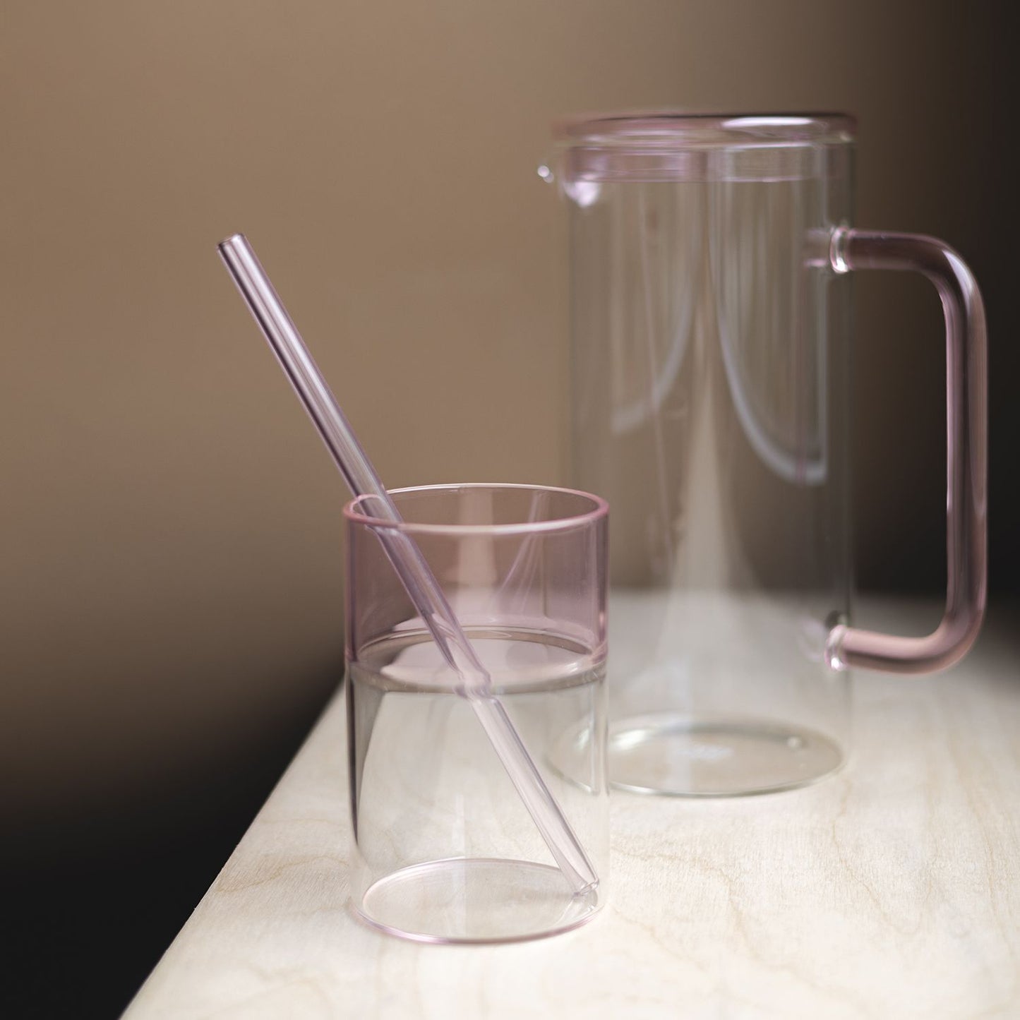 Glazen rietjes roze | set van 4