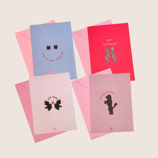 Wenskaarten set van 4 'geloof, hoop & lach'