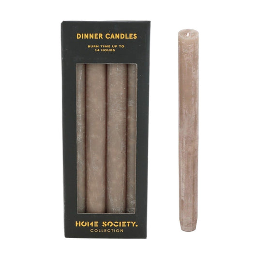 Dinerkaarsen Taupe | set van 4