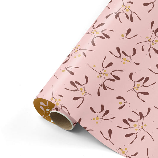 Cadeaupapier Mistletoe rol - Roze