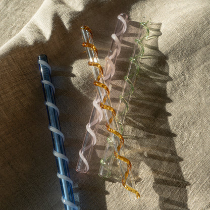 Glazen rietjes swirl | set van 4