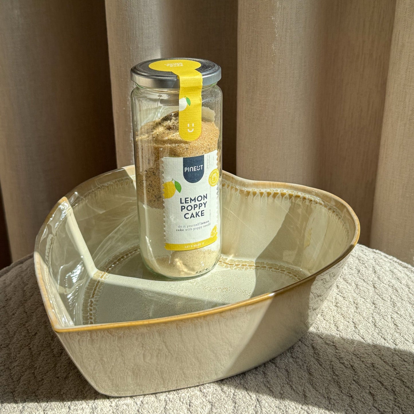 Ovenschaal Love met cakemix Lemon